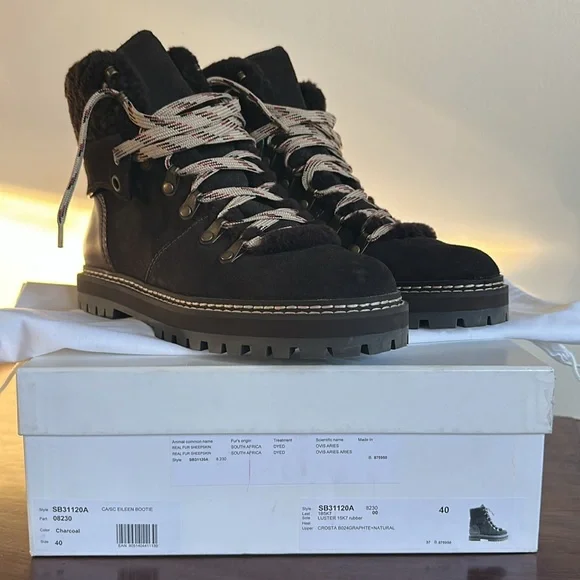 See by Chloé Eileen Lace-Up Shearling-Lined Ankle Boots - Picture 7 of 12